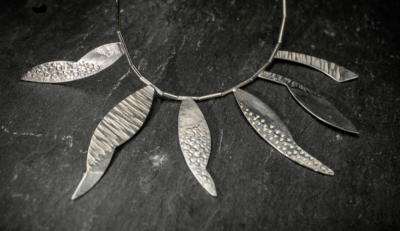 Textured abstract recycled silver shapes necklace - contemporary modern designer made in Devon UK - Shipwreck Necklace - Image 7